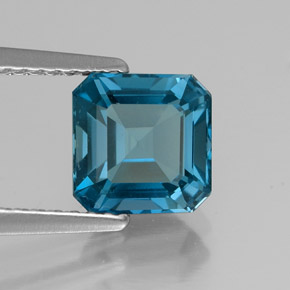 Topázio azul natural 2,19ct, corte esmeralda, VS
