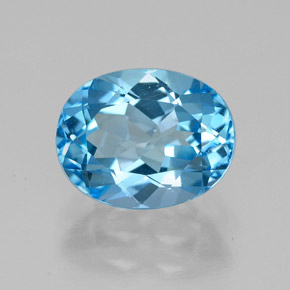 Topázio azul natural 2,50ct, corte oval, VVS-VS