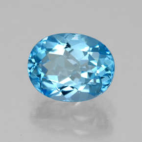 Topázio azul natural 2,50ct, corte oval, VVS-VS