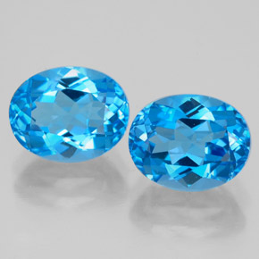 Pedras preciosas de topázio azul natural de  ct, corte oval, VVS-VS
