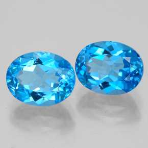 Pedras preciosas de topázio azul natural de  ct, corte oval, VVS-VS