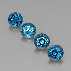 Pedras preciosas de topázio azul natural de  ct, corte redondo, VVS-VS