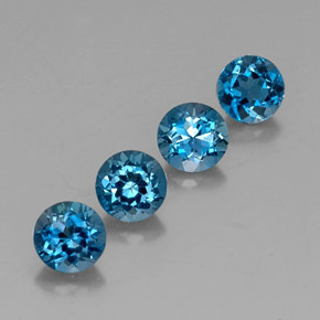 Pedras preciosas de topázio azul natural de  ct, corte redondo, VVS-VS