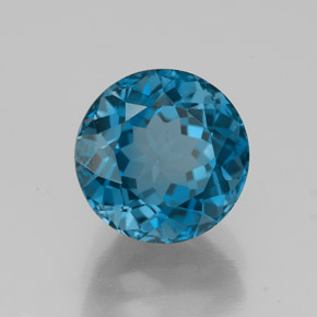 Topázio azul natural 4,06ct, corte redondo, VS