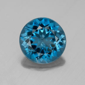 Topázio azul natural 3,01ct, corte redondo, VVS-VS