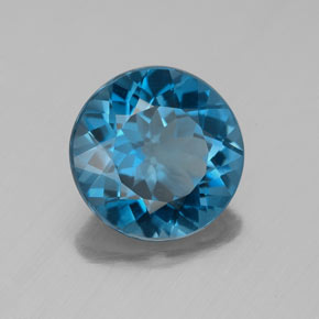 Topázio azul natural 3,01ct, corte redondo, VVS-VS