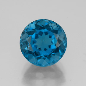 Topázio azul natural 3,97ct, corte redondo, VS