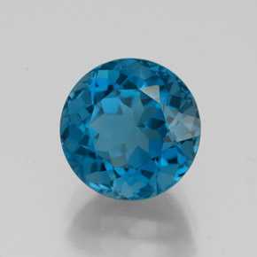 Topázio azul natural 3,97ct, corte redondo, VS