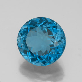 Topázio azul natural 4,85ct, corte redondo, VS