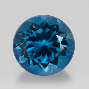Topázio azul natural 2,58ct, corte redondo, VS