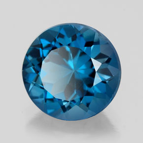 Topázio azul natural 2,58ct, corte redondo, VS