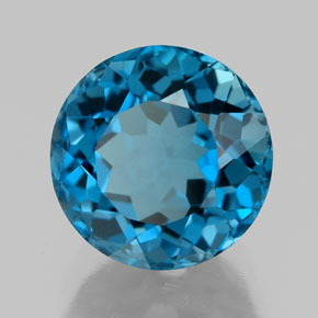 Topázio azul natural 2,88ct, corte redondo, VVS-VS