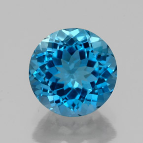 Topázio azul natural 2,35ct, corte redondo, VVS-VS