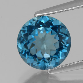 Topázio azul natural 2,00ct, corte redondo, VS