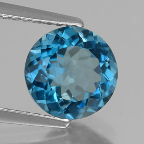 Topázio azul natural 2,00ct, corte redondo, VS