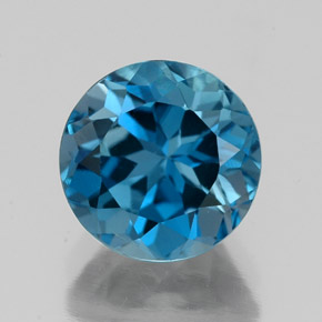 Topázio azul natural 2,78ct, corte redondo, VS