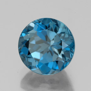 Topázio azul natural 2,78ct, corte redondo, VS