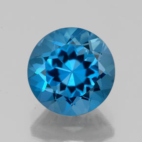 Topázio azul natural 2,34ct, corte redondo, VVS