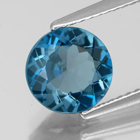 Topázio azul natural 1,95ct, corte redondo, VS
