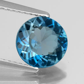 Topázio azul natural 1,95ct, corte redondo, VS