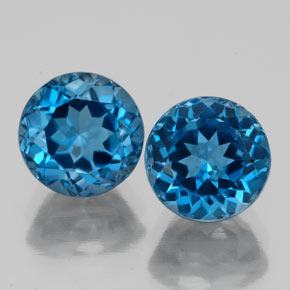 Pedras preciosas de topázio azul natural de  ct, corte redondo, VS