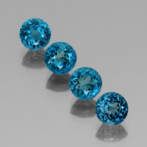 Pedras preciosas de topázio azul natural de  ct, corte redondo, VVS-VS