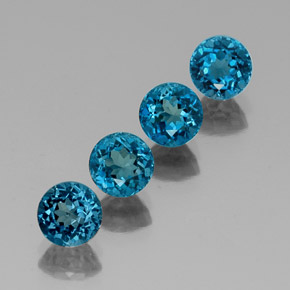 Pedras preciosas de topázio azul natural de  ct, corte redondo, VVS-VS