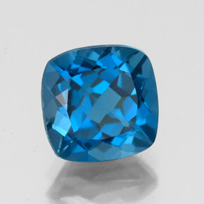 Topázio azul natural 2,84ct, almofada cortada, VS