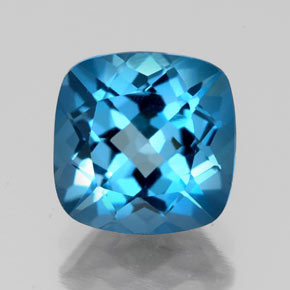 Topázio azul natural 2,80ct, almofada cortada, VS