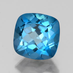Topázio azul natural 2,80ct, almofada cortada, VS