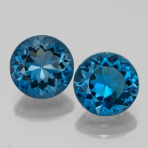 Pedras preciosas de topázio azul natural de  ct, corte redondo, VVS-VS