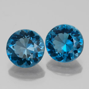 Pedras preciosas de topázio azul natural de  ct, corte redondo, VVS-VS