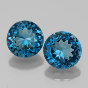 Pedras preciosas de topázio azul natural de  ct, corte redondo, VVS-VS
