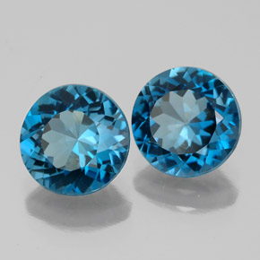 Pedras preciosas de topázio azul natural de  ct, corte redondo, VVS-VS