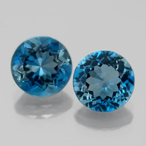 Pedras preciosas de topázio azul natural de  ct, corte redondo, VS