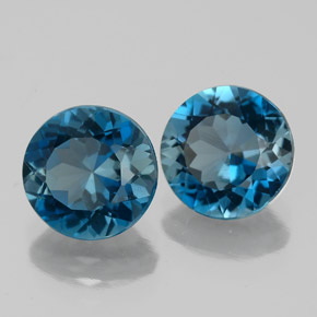 Pedras preciosas de topázio azul natural de  ct, corte redondo, VS