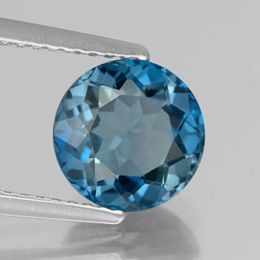 Topázio azul natural 2,52ct, corte redondo, VVS