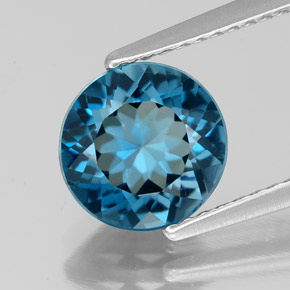 Topázio azul natural 2,26ct, corte redondo, VS