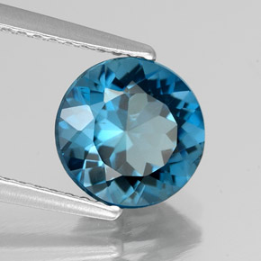 Topázio azul natural 2,26ct, corte redondo, VS