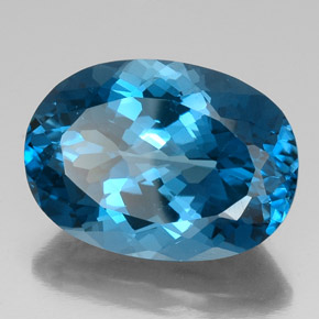 Topázio azul natural 42,34ct, corte oval, VVS
