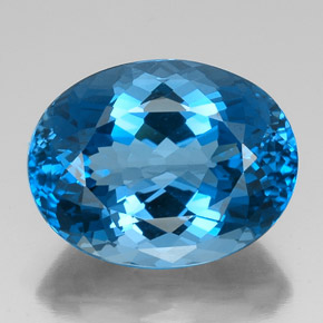 Topázio azul natural 43,70ct, corte oval, VVS
