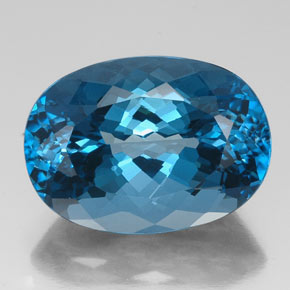 Topázio azul natural 44,21ct, corte oval, VVS