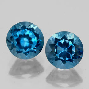 Pedras preciosas de topázio azul natural de  ct, corte redondo, VS