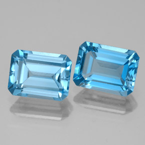 Pedras preciosas de Topázio Azul Suíço natural de 4.01 ct, Corte Esmeralda, VS