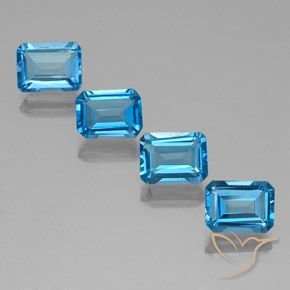 Pedras preciosas de topázio azul natural de 8,08 ct, corte esmeralda, VVS-VS