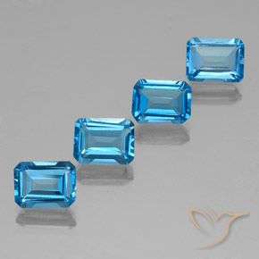Pedras preciosas de topázio azul natural de 8,08 ct, corte esmeralda, VVS-VS