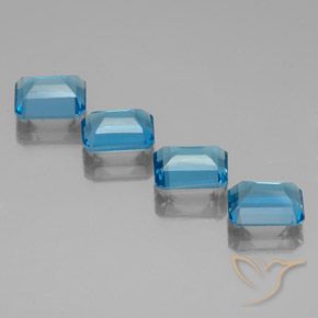 Pedras preciosas de topázio azul natural de 8,08 ct, corte esmeralda, VVS-VS