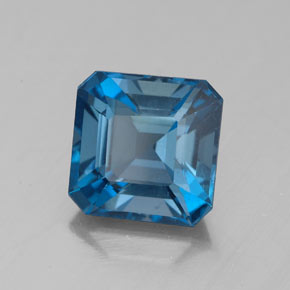 Topázio azul natural 3,41ct, corte esmeralda, VS-SI