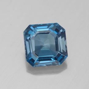 Topázio azul natural 3,11ct, corte esmeralda, VS