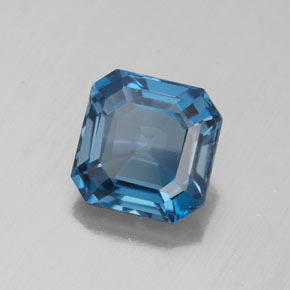 Topázio azul natural 3,11ct, corte esmeralda, VS
